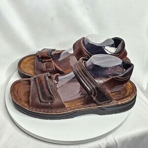 Naot Lappland Mens 12 Brown Buffalo Leather Sandals Strap EU 45
